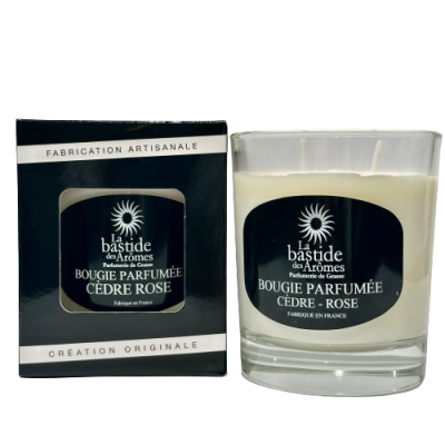 Bougie parfumée Cèdre - Rose environ 220g