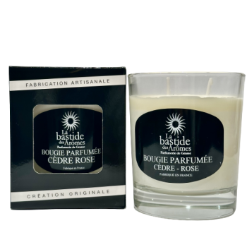 Bougie parfumée Cèdre - Rose environ 220g