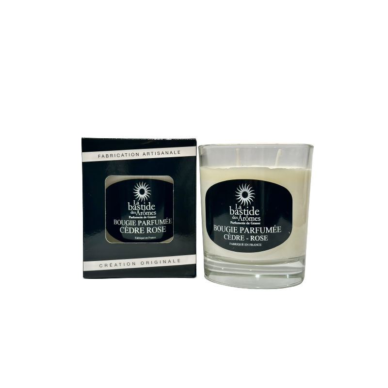 Bougie parfumée Cèdre - Rose environ 220g