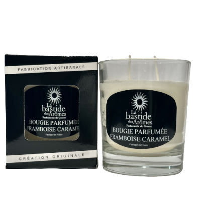 Bougie parfumée Framboise - Caramel environ 220g