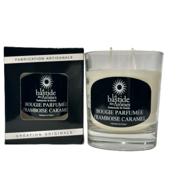 Bougie parfumée Framboise - Caramel environ 220g