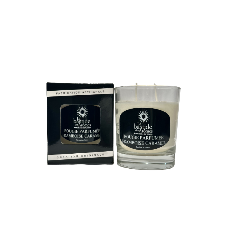 Bougie parfumée Framboise - Caramel environ 220g
